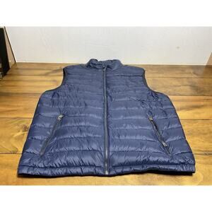 Polo Ralph Lauren 90% Duck Down Puffer Vest Men's XL Blue Full Zip Quilted Suede